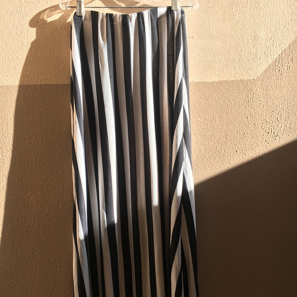 A-Line Striped Maxi Skirt